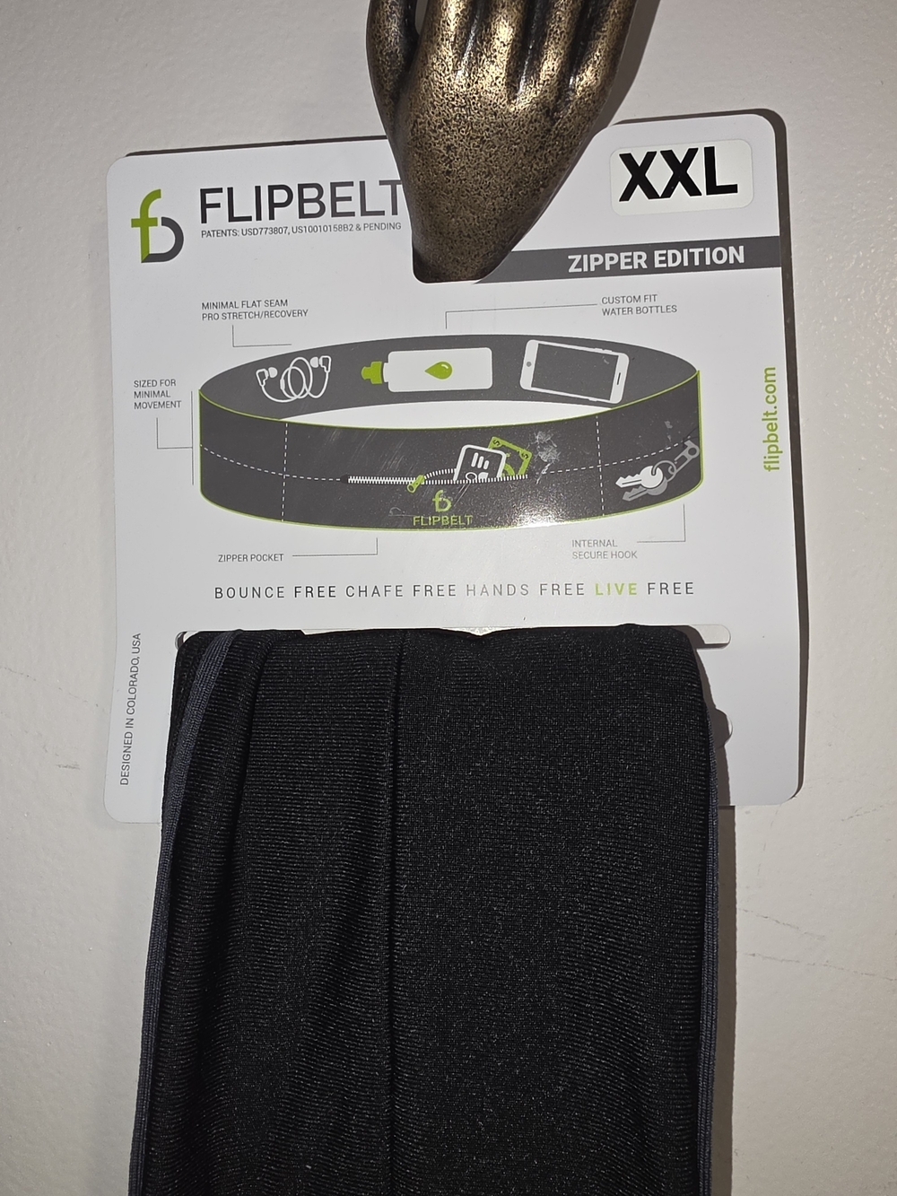 NWT FlipBelt Zipper Edition Running Active Waist Belt - Black (XXL)